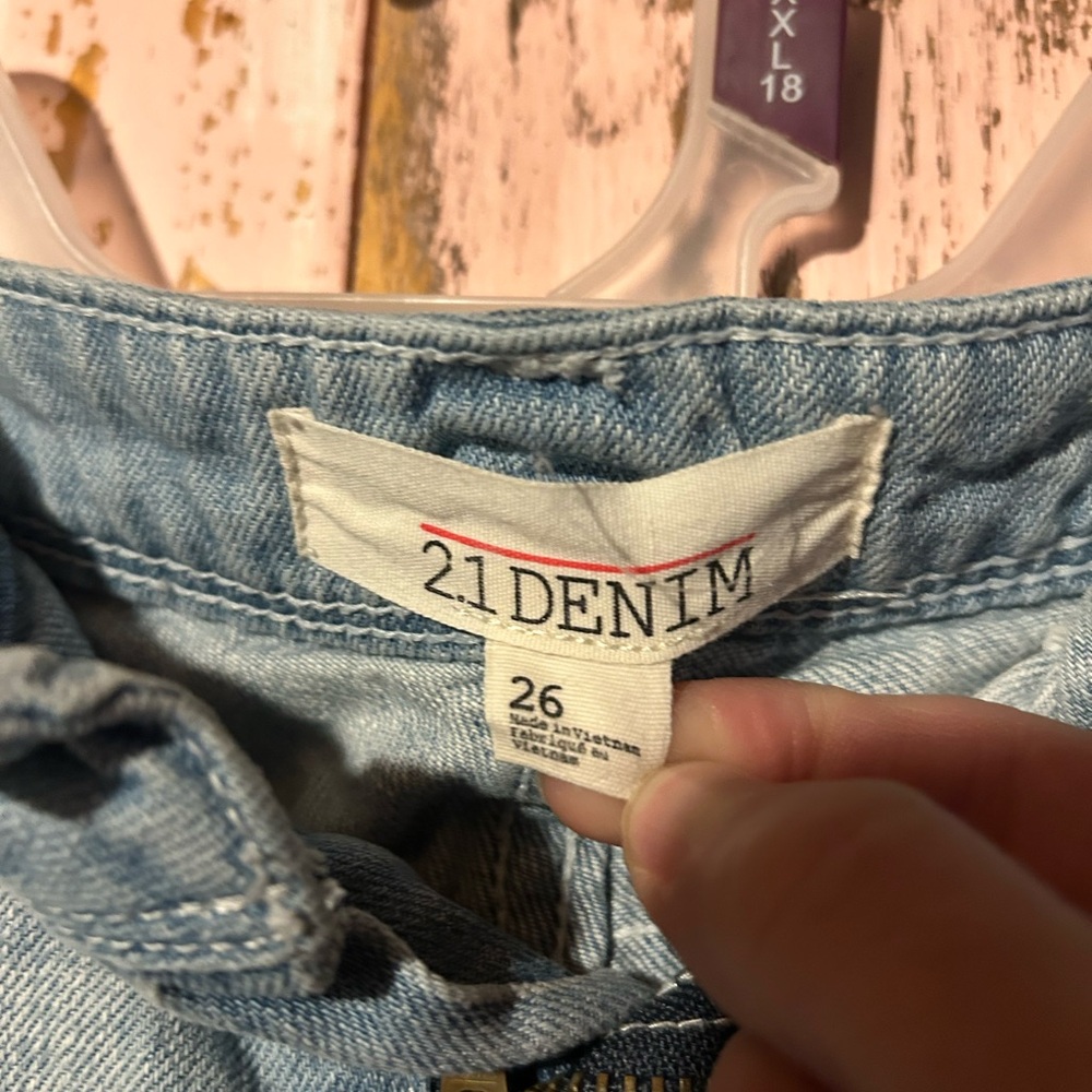 2.1 Denim Faded Blue Ripped Jean Shorts - Picture 4 of 5
